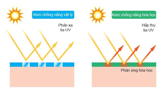 Kem chống nắng vật lý và hoá học khác nhau về cơ chế tác động